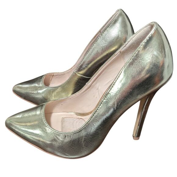 NWOT-1 SHOW! SIGNATURE! SHIMMERY GOLD VEGAN LEATHER CLASSIC INSPO PUMPS! SZ 7.5M - Picture 3 of 12
